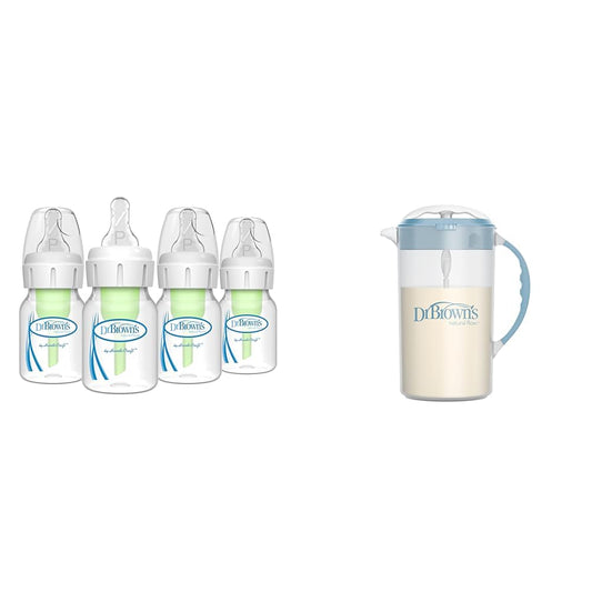 Dr. Brown's Anti-Colic Preemie Baby Bottles, Formula Mixer, 60ml 4 Pack, 36oz Pitcher