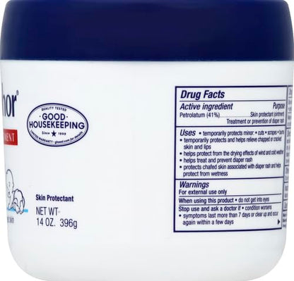 Aquaphor Baby Healing Ointment (14 Oz) + 3-in-1 Diaper Rash Cream (3.5 Oz), Hypoallergenic and Fragrance Free Skin Care Set for Babies