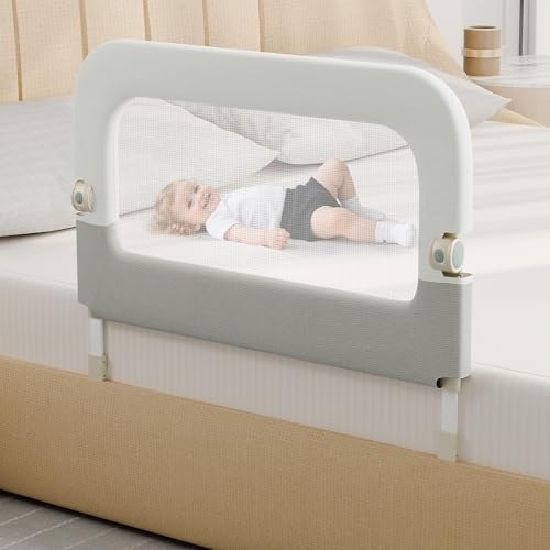 omzer Bed Guard Rail for Toddlers - 47inch Foldable & Adjustable Height Baby Bed Safety Side Rails - Large Toddler Crib Railing Guard for Twin, Bunk, Full Size, Queen & King, Full Size Bed