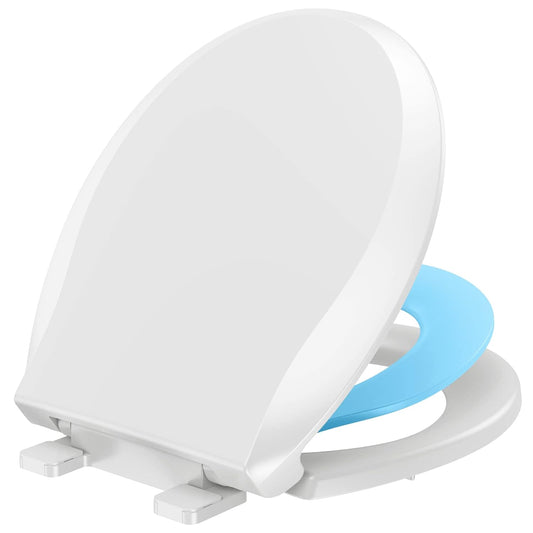 YASFEL Built in Potty Training Toilet Seat for Toddlers, Kids & Adults Biscuit Plastic Toilet Seats Elongated Slow Close with Magnets(Almond, 18.5”)