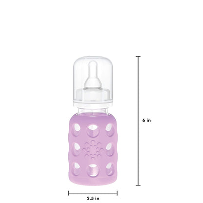 Lifefactory Glass Baby Bottle with Stage 1 Nipple and Protective Silicone Sleeve Cantaloupe, 4 Oz