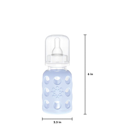 Lifefactory Glass Baby Bottle BPA Free | Protective Silicone Sleeve | 4 oz Pack of 2 | Cantaloupe, Banana
