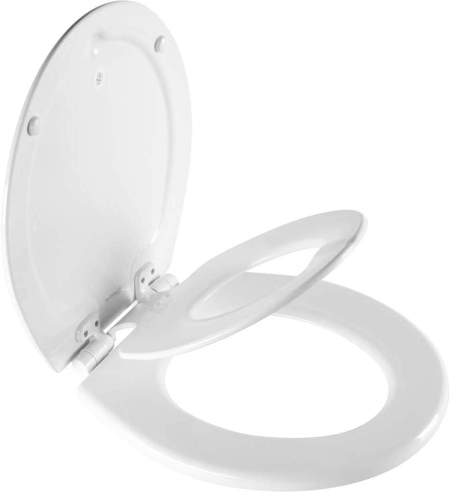 Mayfair NextStep2 Toilet Seat with Built-In Potty Training Seat, Slow-Close, Removable that will Never Loosen, Elongated, White