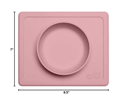 ezpz Mini Bowl (Pewter) - 12 Months+ - 100% Silicone Suction Placemat + Bowl for Toddlers - Comes with a Reusable Travel Bag