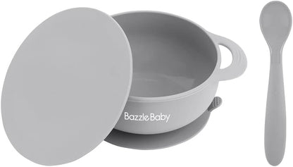 Bazzle Baby Silicone Suction Bowls with Suction Lid and Spoon | 3-piece set | BPA Free Silicone | Perfect for 4-36 Months.