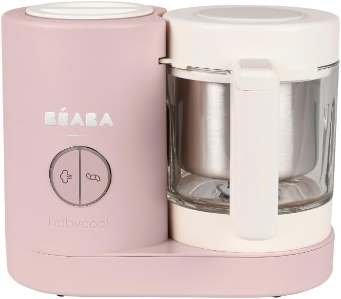 BEABA Babycook Neo, Baby Food Maker, Glass Bowl Baby Food Processor, 4 in 1 Steam Cook & Blender, Stainless Steel Steam Basket, Easy Clean Reservoir, 5.5 Cup Capacity, Eucalyptus