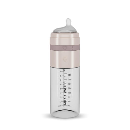 MILK & WATER Glass All in One Baby Bottle & Baby Formula Dispenser On The Go (Olive Green, 9oz Medium Flow 3m+)