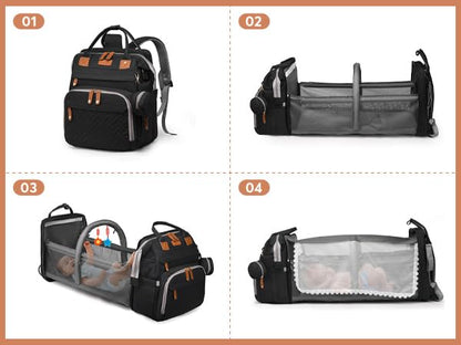Diaper Bag Backpack with Changing Station, Large Diaper Bag For Boys And Girls, Multifunctional Waterproof Travel Diaper Backpack, Baby Bag with USB Charging Port for Moms Dads,black