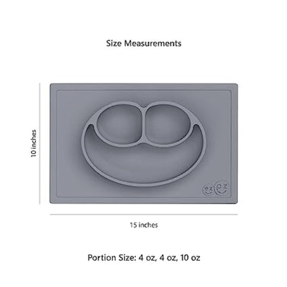ezpz Mini Mat (Blush) - 6 -12 Months+ - 100% Silicone Suction Placemat + Divided Plate with Three Compartments - Supports Baby-Led Weaning - Designed for Highchair, Table, and Travel
