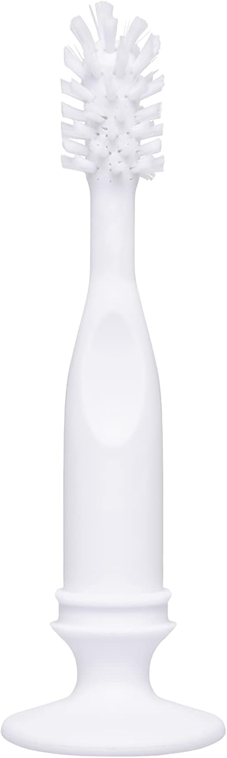 Ubbi Deluxe Baby Bottle Cleaning Set Includes a Nipple Brush with Suction Cup, Oat