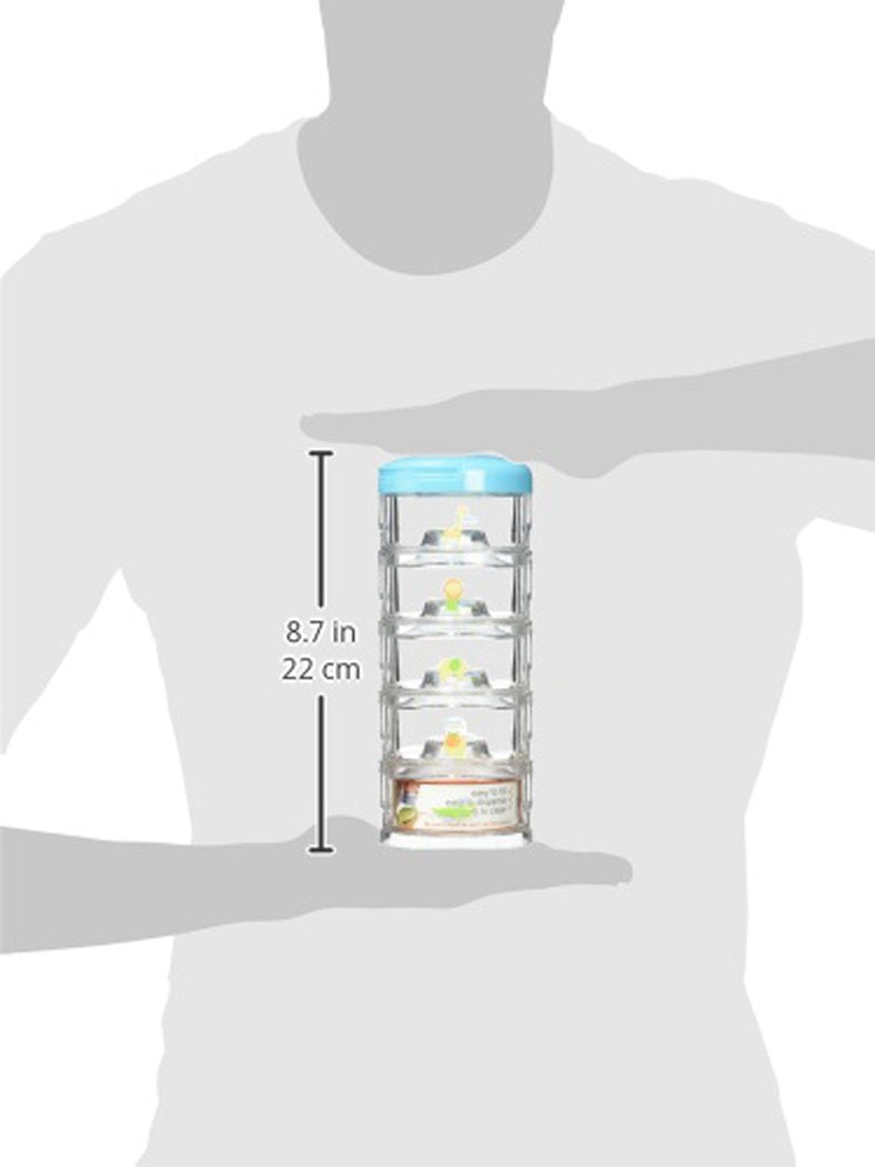 Innobaby Packin' Smart Stackable and Portable Storage System for Formula, Baby Snacks and More. Set of 5 Stackable Containers in Strawberry Sorbet. BPA Free.