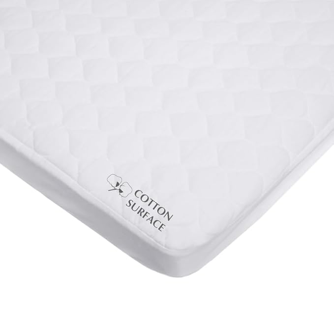 American Baby Company Waterproof Fitted Mini Crib Mattress Protector 38" x 24" - 100% Cotton Quilted Top, Noiseless, Ultra-Soft & Breathable Pack n Play and Mini Crib Mattress Cover