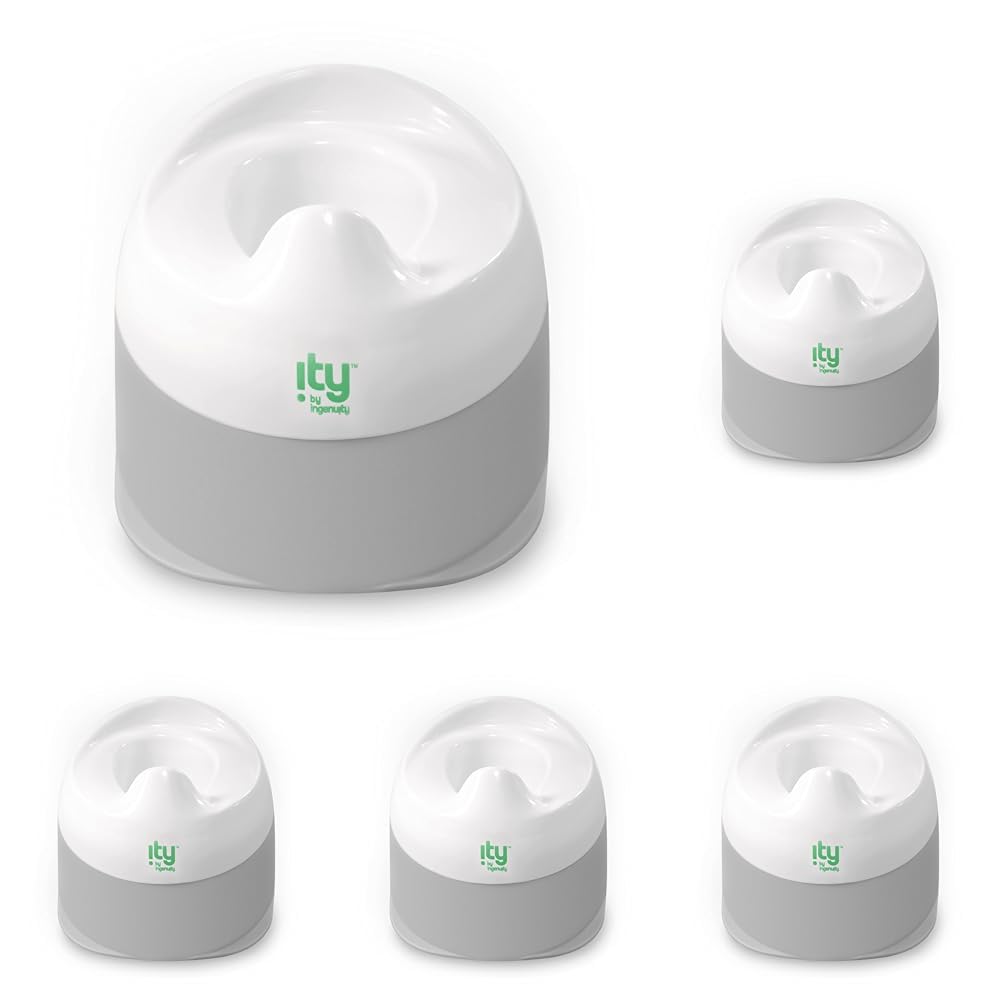 Ingenuity Ready Set Go Potty Training Toilet, Removable Bowl, Non-Skid Bottom, Wide Stable Base, Age 18 Months & Up, White & Grey