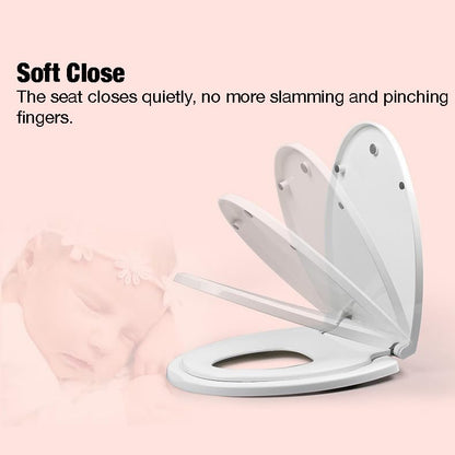 PandaEar Toilet Seat with Build-In Toddler Potty Training Seat, Elongated Toilet Seat with Splash Guard for Toddler Training, Easy to Install & Slow Close