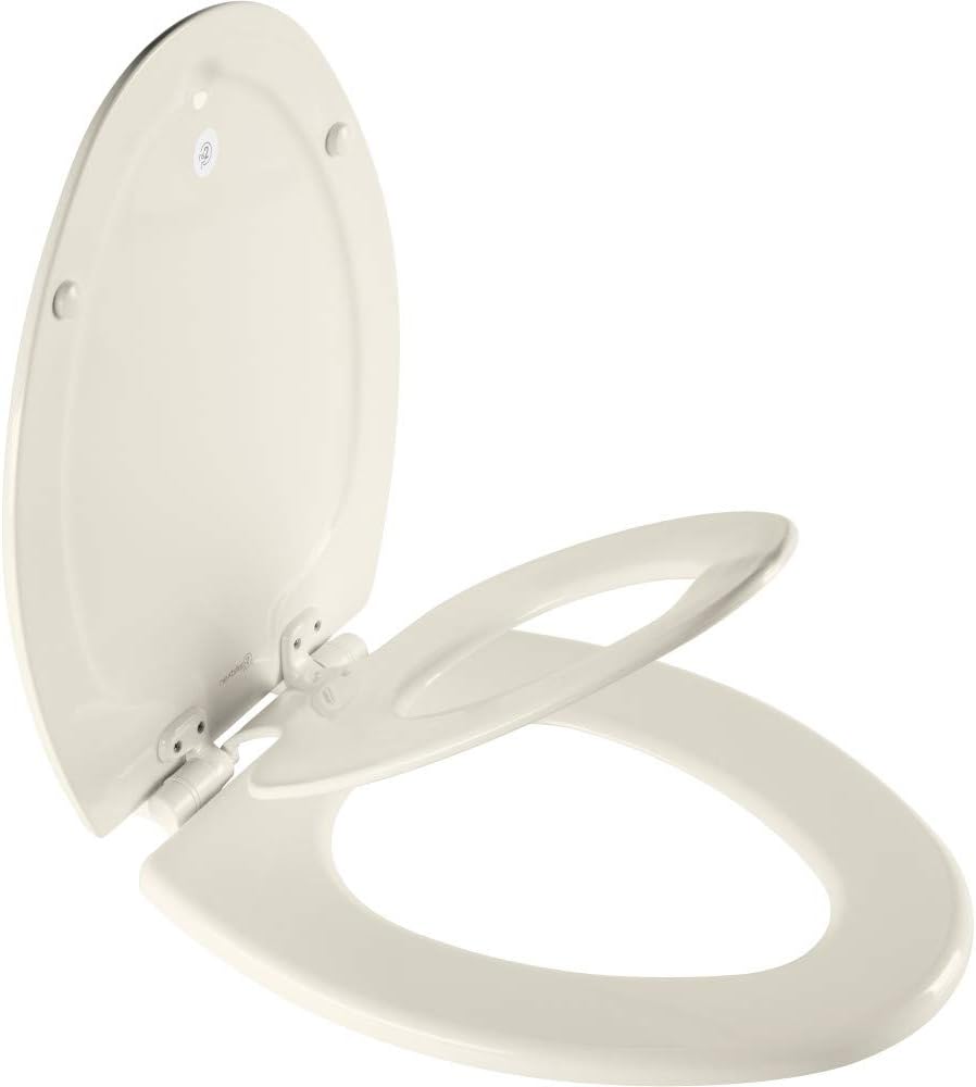 Mayfair NextStep2 Toilet Seat with Built-In Toddler Potty Training Seat, Slow Close, Easy Clean, Magnetic Removable Kids Seat, ELONGATED, Biscuit