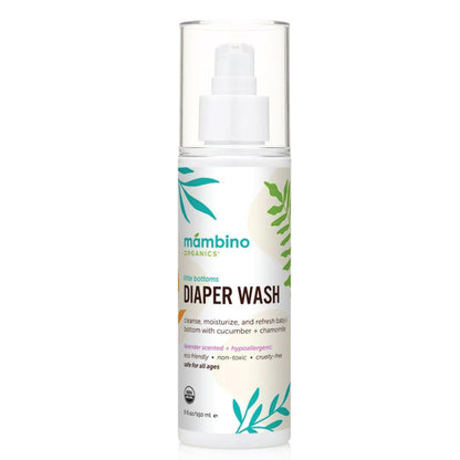 Mambino Organics Diaper Area Wash, Gentle No-Rinse Diaper Rash Spray for Sensitive Skin, Baby Cleansing Water with Organic Chamomile, Vegan, Safe for Newborns, 5 fl oz