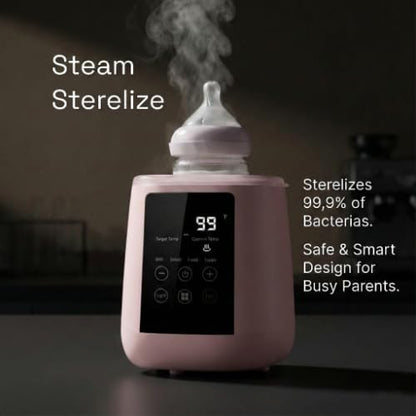 Baby Bottle Warmer, 3-in-1 Milk Warmer, Defrosts Frozen Breastmilk, LED Display, Night Light, Steam Sterilizer, Adjustable Temp, Perfect for Formula, Food Jars, Newborn Gift (White)