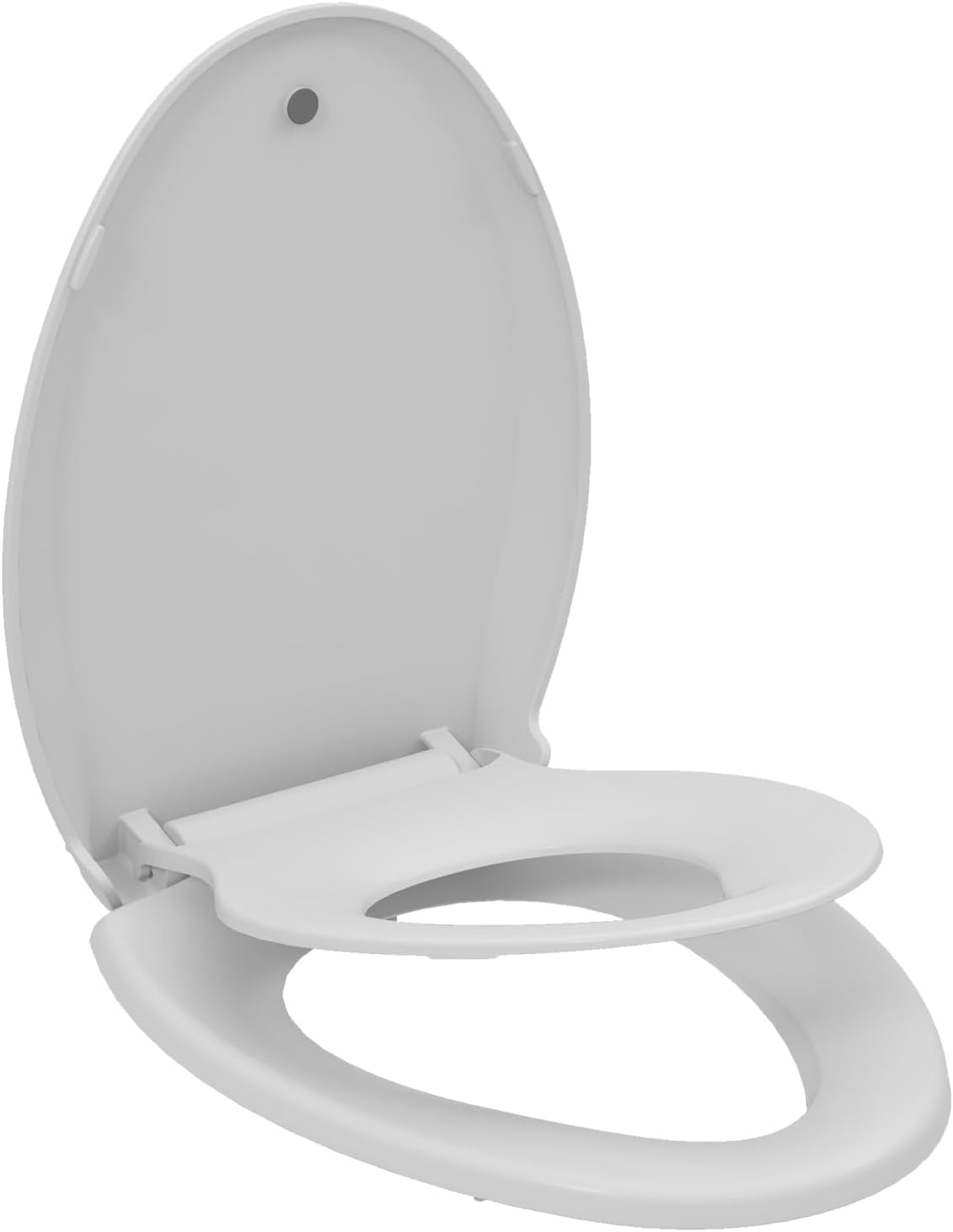 17" White Round Toilet Seat for Adult and Child, Built-In Potty Training Seat with Soft Quiet Close Non-Slip Design, Magnetic Kids Seat and Cover for Round/Oval Toilets, Easy to Install and Clean