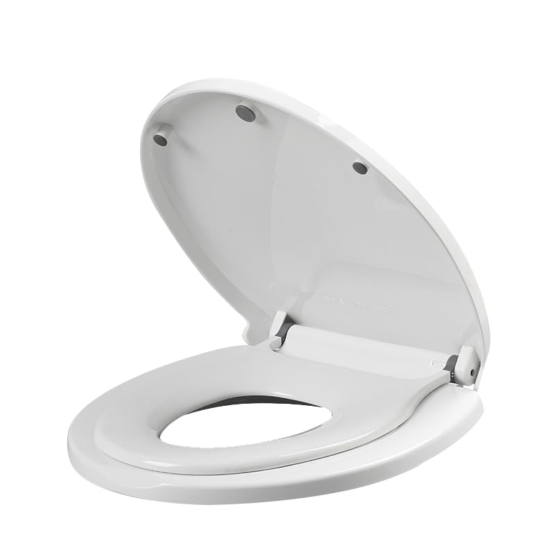 PandaEar Toilet Seat with Build-In Toddler Potty Training Seat, Elongated Toilet Seat with Splash Guard for Toddler Training, Easy to Install & Slow Close