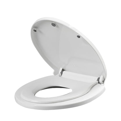 PandaEar Toilet Seat with Build-In Toddler Potty Training Seat, Elongated Toilet Seat with Splash Guard for Toddler Training, Easy to Install & Slow Close