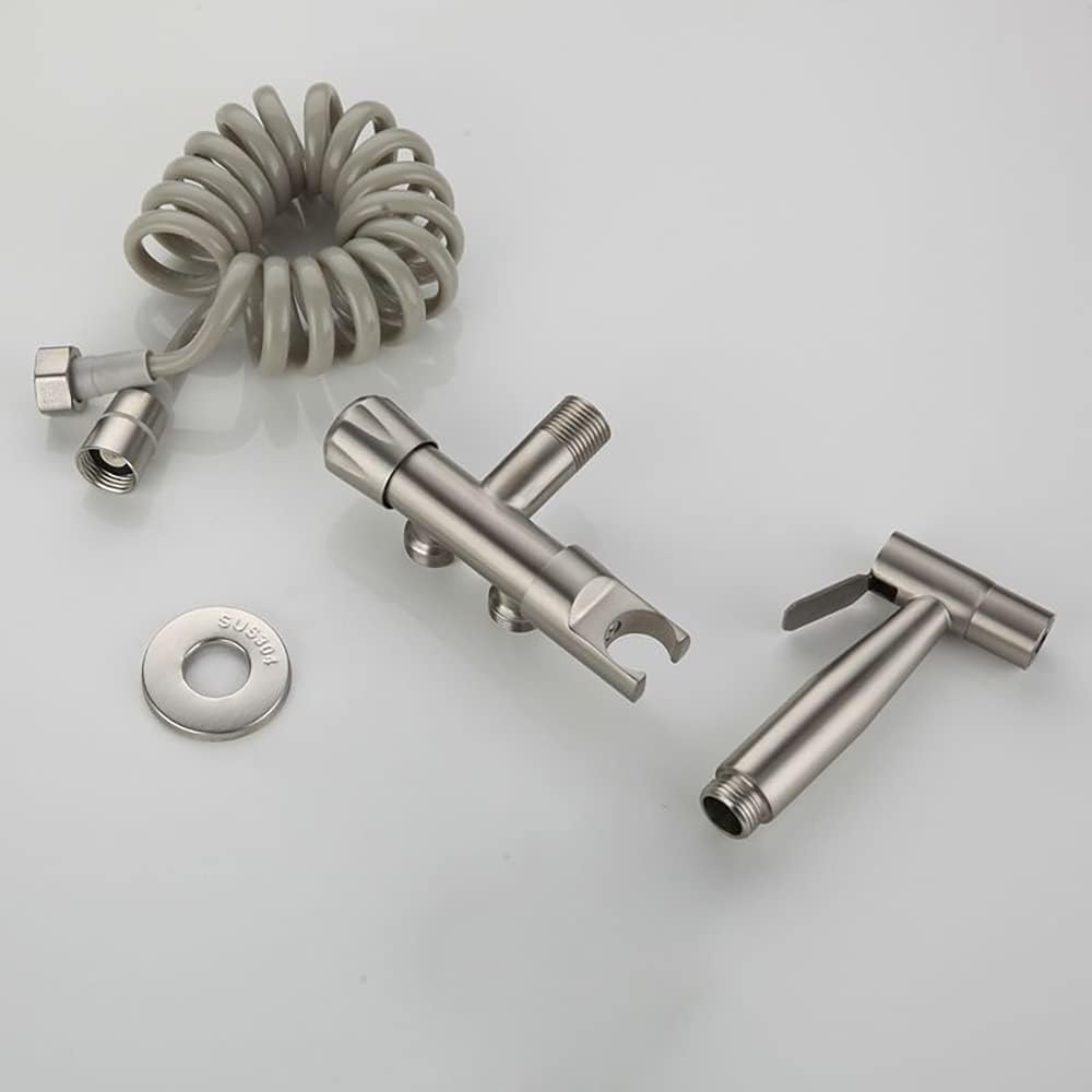 Hand Held Sprayer Toilet Attachment Stainless Steel Bathroom Bidet Spray Set, Multi-Function for Cloth Diaper Sprayer, Toilet Or Wall Mounted, Pets Shower - Stainless Steel,c