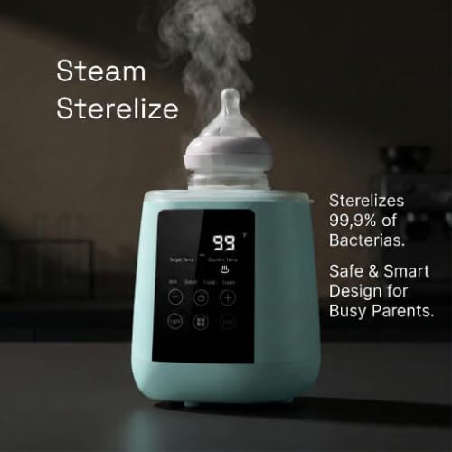 Baby Bottle Warmer, 3-in-1 Milk Warmer, Defrosts Frozen Breastmilk, LED Display, Night Light, Steam Sterilizer, Adjustable Temp, Perfect for Formula, Food Jars, Newborn Gift (White)