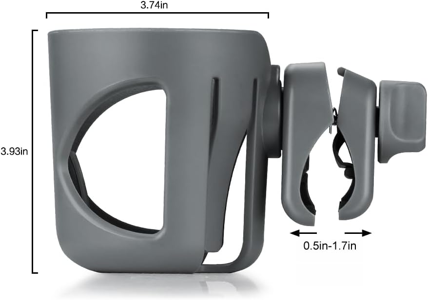 Accmor Universal Cup Holder, Stroller Cup Holder with Phone Holder, 360° Rotatable Large Caliber Designed Bottle Holder for Stroller, Bike, Wheelchair, Walker, Scooter