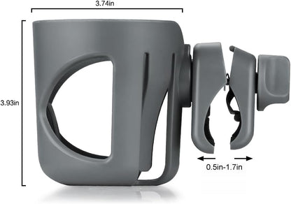 Accmor Universal Cup Holder, Stroller Cup Holder with Phone Holder, 360° Rotatable Large Caliber Designed Bottle Holder for Stroller, Bike, Wheelchair, Walker, Scooter