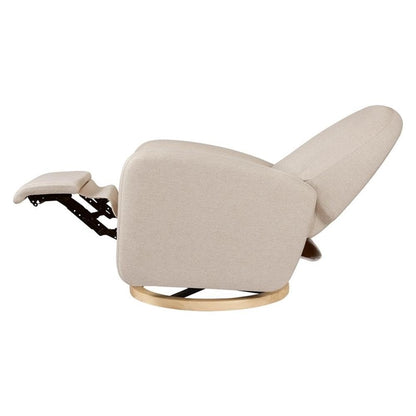 Babyletto Nami Electronic Power Recliner and Swivel Glider with USB Port in Ivory Boucle with Light Wood Base, Greenguard Gold and CertiPUR-US Certified