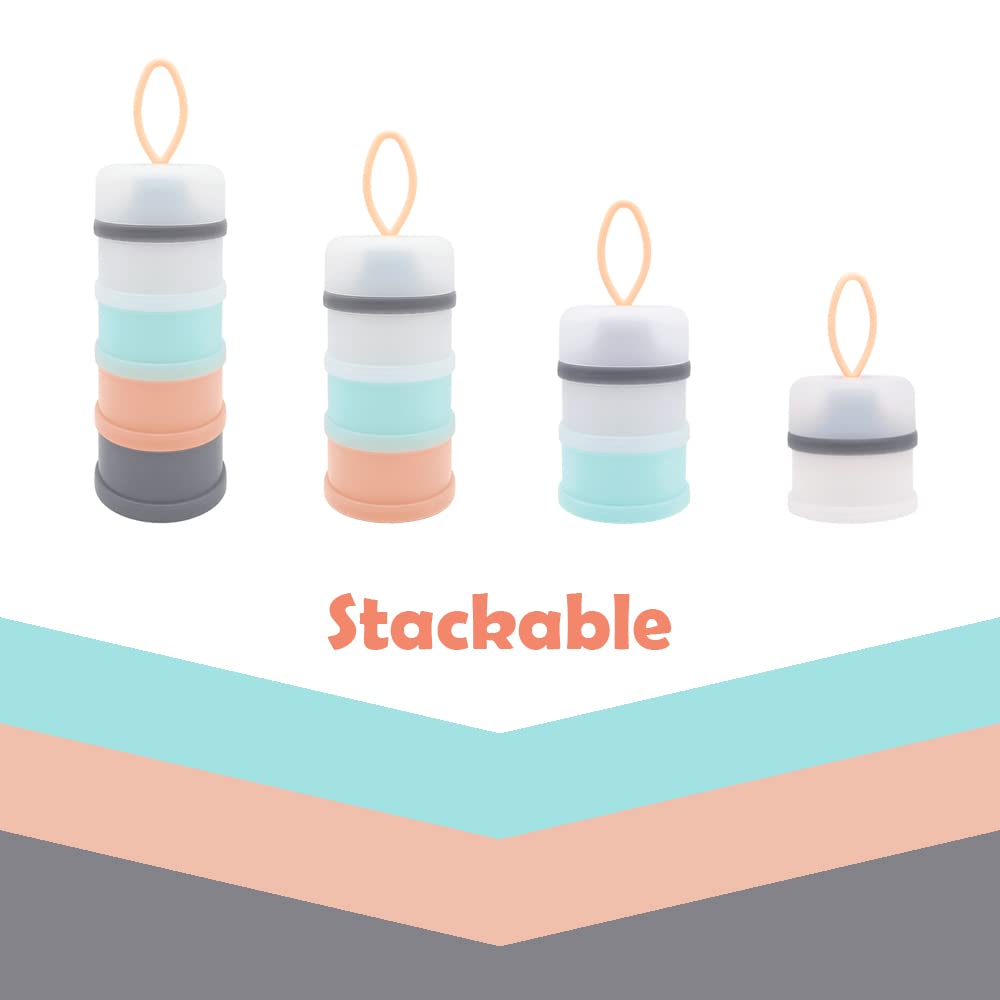 Baby Formula Dispenser, Formula Container, BPA Free, 4 Layers, Baby Feeding Travel Storage Container, Portable Milk Powder Dispenser Container, Non-Spill Stackable Baby Snack Storage Container