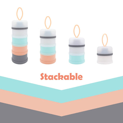 Baby Formula Dispenser, Formula Container, BPA Free, 4 Layers, Baby Feeding Travel Storage Container, Portable Milk Powder Dispenser Container, Non-Spill Stackable Baby Snack Storage Container
