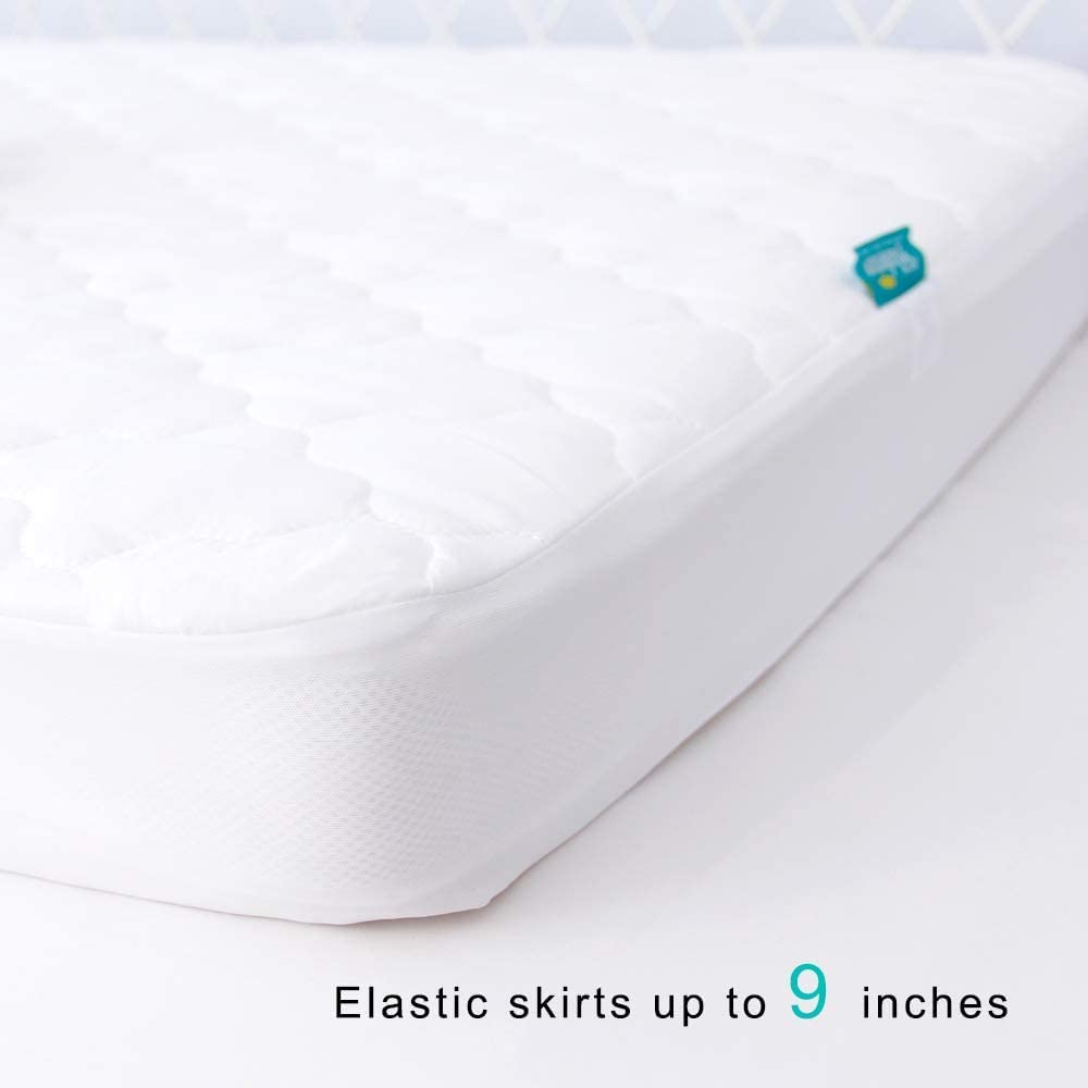 Pack and Play Sheets Mattress Pad Protector Fitted Waterproof Playard Mattress Cover, Compatible with Graco Pack n Play & Dream On Me & Pamo Babe, Playpen/Playard Sheet Quilted, Gray, 39" x 27"