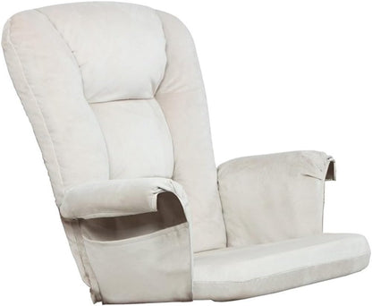 Pemberly Row Contemporary Glider Chair Cushions Set, Beige Velvet Fabric, Foam Filled, Replacement Seat, Back, Arm Cushions for Nursery, Living Room or Office Glider Chairs, 5" H x 24" W x 26" D