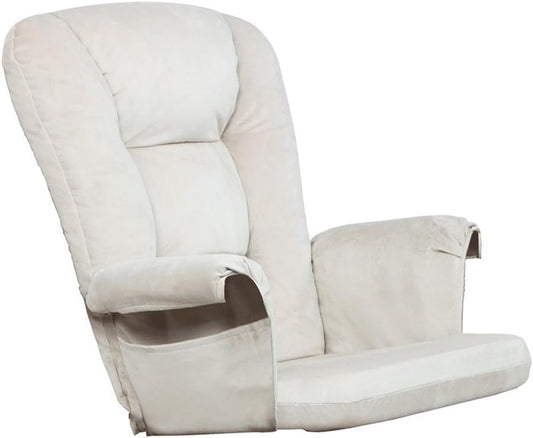 Pemberly Row Contemporary Glider Chair Cushions Set, Beige Velvet Fabric, Foam Filled, Replacement Seat, Back, Arm Cushions for Nursery, Living Room or Office Glider Chairs, 5" H x 24" W x 26" D