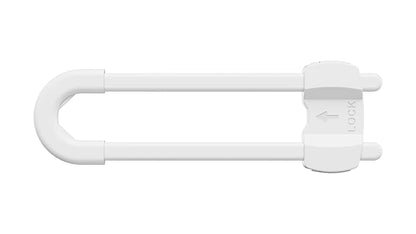 (3 pack white) 4 button Cabinet Locks, U-Shaped Proofing Drawers Safety Child Locks Adjustable, for Wardrobe,Kitchen,Bathroom,Drawer,Fridge,Cupboard Doors Knobs & Handles