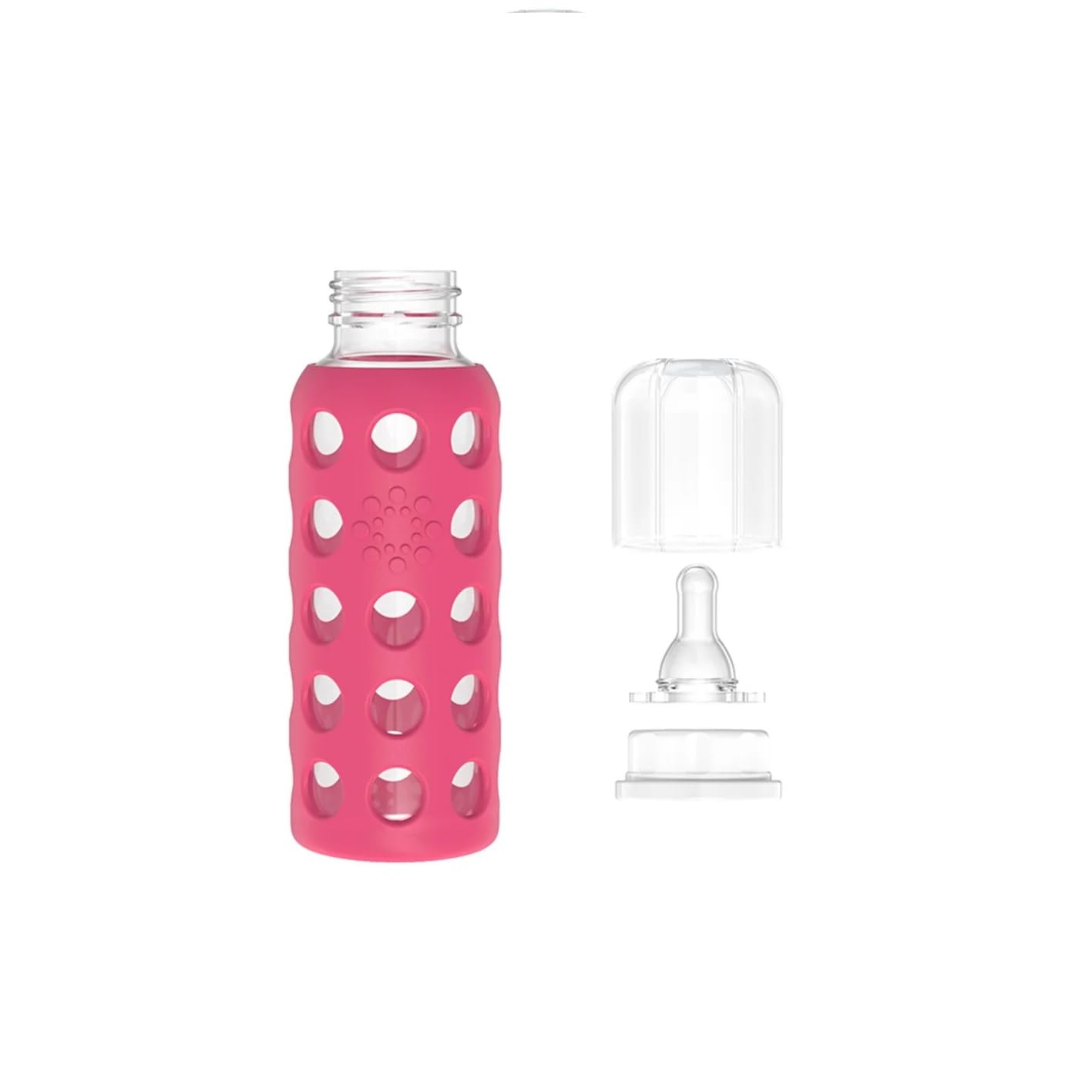 Lifefactory Glass Baby Bottle BPA Free | Protective Silicone Sleeve | 4 oz Pack of 2 | Cantaloupe, Banana