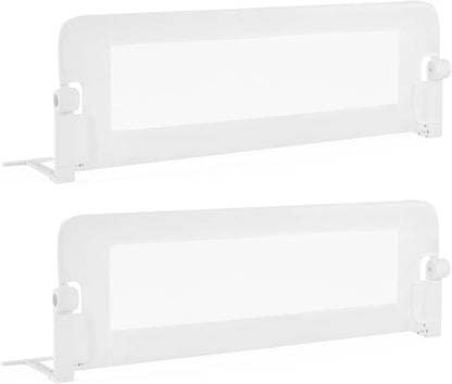 BABY JOY Double Sided Bed Rail Guard, 2 Pack, Extra Long, Swing Down for Convertible Crib, Folding Baby Safety Bedrail for Kids Twin Full Size Queen King Mattress, Rails for Toddlers (White, 47")