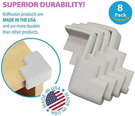 KidKusion Corner Cushion | Made in USA | Taupe | 8 Pack | Furniture and Corner Protector