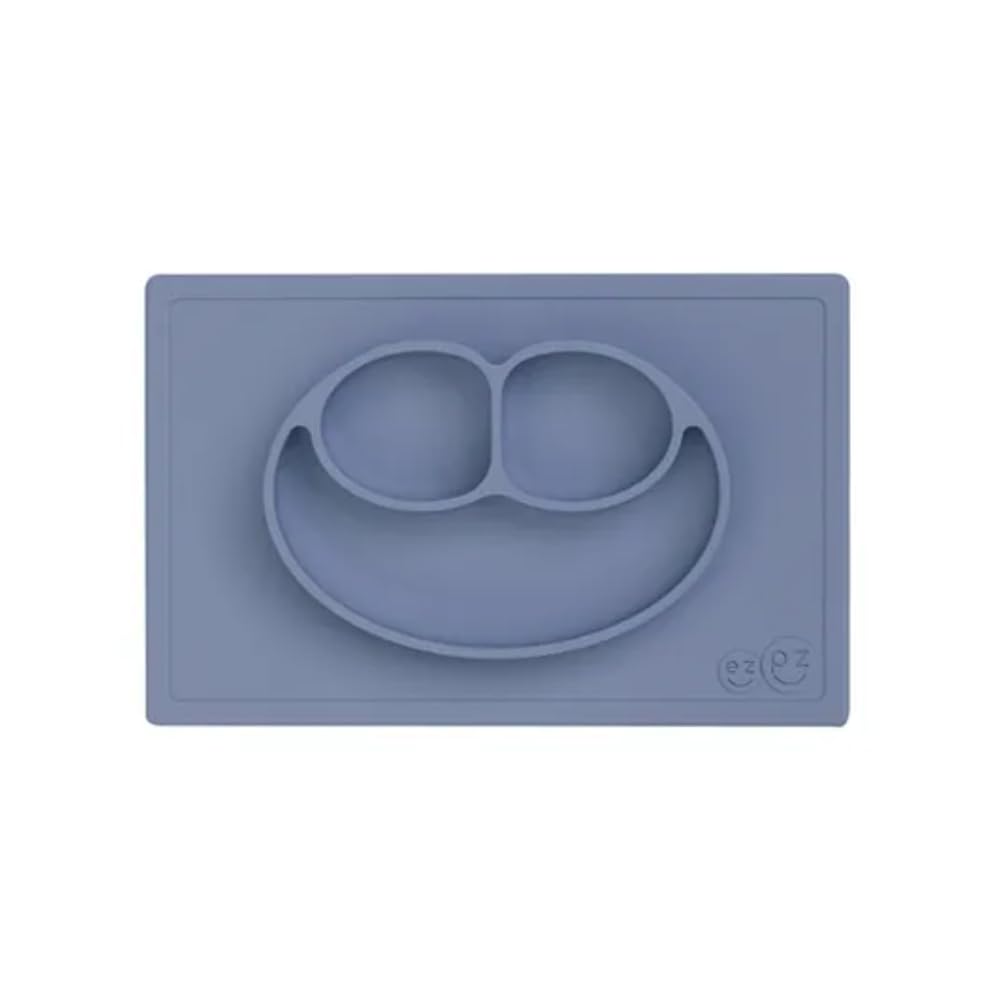 ezpz Mini Mat (Blush) - 6 -12 Months+ - 100% Silicone Suction Placemat + Divided Plate with Three Compartments - Supports Baby-Led Weaning - Designed for Highchair, Table, and Travel