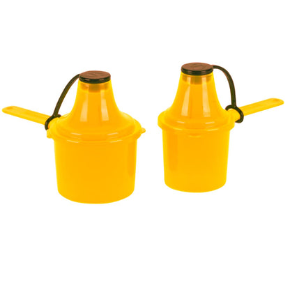 Supplement Container, Long Handle Scoop, and Funnel System for Post Workout Protein, Spill Proof Dispenser, Gym Accessory, PACK OF 2, RED (4 tbsp, 2 Oz, 60 mL) (6 tbsp, 3 Oz, 90 mL)