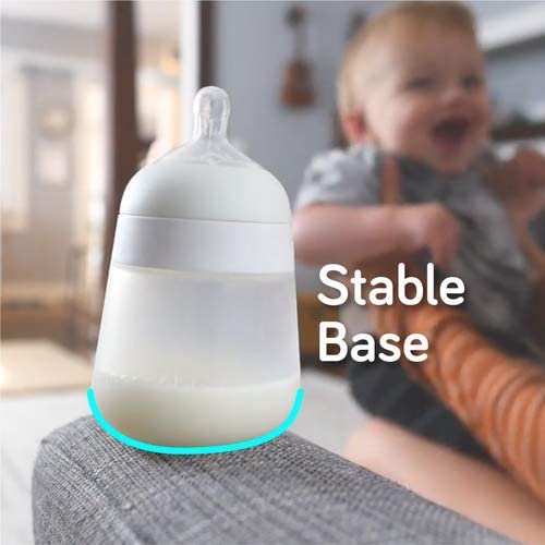 Nanobebe Flexy Silicone Baby Bottle, Anti-Colic, Natural Feel, Non-Collapsing Nipple, Non-Tip Stable Base, Easy to Clean 4-Pack, Pink/White, 5 oz