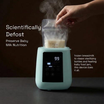 Baby Bottle Warmer, 3-in-1 Milk Warmer, Defrosts Frozen Breastmilk, LED Display, Night Light, Steam Sterilizer, Adjustable Temp, Perfect for Formula, Food Jars, Newborn Gift (White)