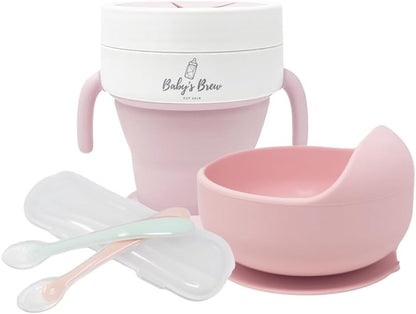 Baby's Brew Stayfull Silicone Bowl-Pink