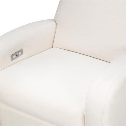 Babyletto Nami Electronic Power Recliner and Swivel Glider with USB Port in Ivory Boucle with Light Wood Base, Greenguard Gold and CertiPUR-US Certified
