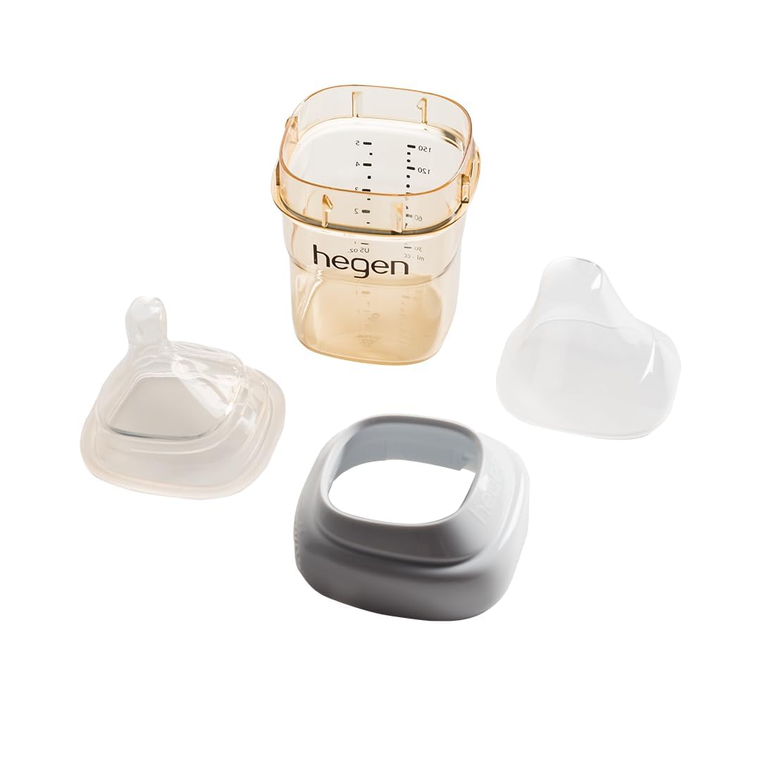 hegen Baby Bottles - Anti Colic Baby Bottles Wide Neck - Breastfeeding System 5 oz with Slow Flow Teats (2 Pack)
