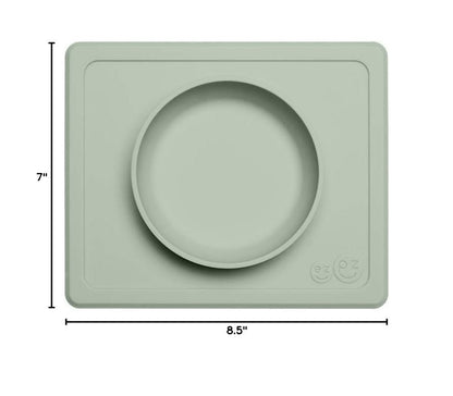 ezpz Mini Bowl (Pewter) - 12 Months+ - 100% Silicone Suction Placemat + Bowl for Toddlers - Comes with a Reusable Travel Bag