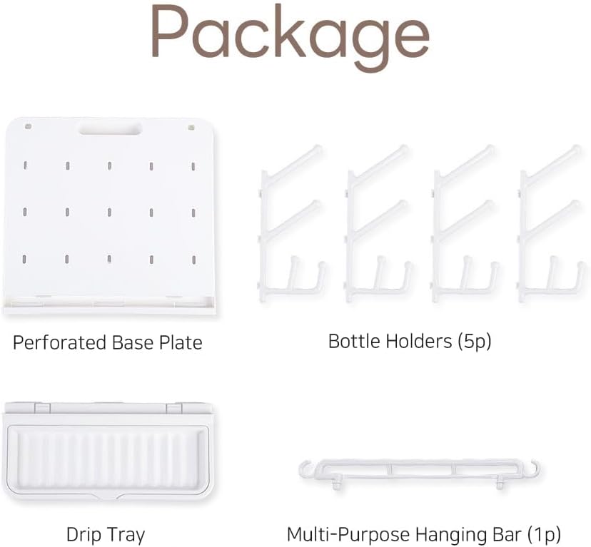 LUNELL Baby Bottle Drying Rack with 20 Hooks and Drip Tray, Large Space Saving Vertical Dryer Holder for Countertop, Storage Organizer for Pump Parts, Pacifiers, with Brush Holder, Ivory White