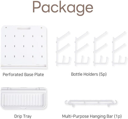 LUNELL Baby Bottle Drying Rack with 20 Hooks and Drip Tray, Large Space Saving Vertical Dryer Holder for Countertop, Storage Organizer for Pump Parts, Pacifiers, with Brush Holder, Ivory White