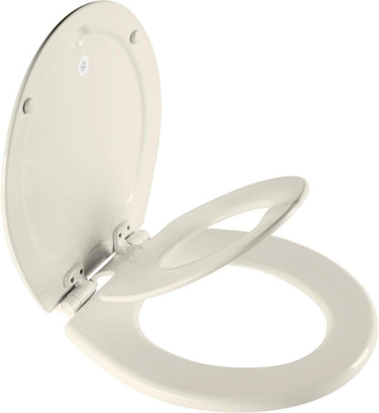 Mayfair NextStep2 Toilet Seat with Built-In Toddler Potty Training Seat, Slow Close, Easy Clean, Magnetic Removable Kids Seat, ELONGATED, Biscuit