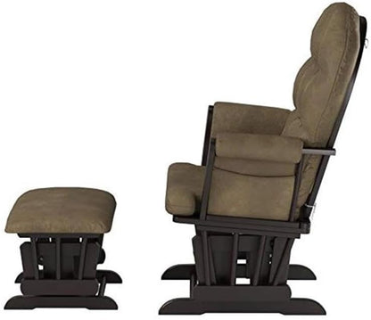 HomeStock Glider and Ottoman Set - Padded Arms, Storage Pockets, Metal Bearings White and Blue